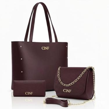 Imagem de Bolsas Feminina Kit Sacola Grande + Bolsa Pequena + Carteira - LHF Eco