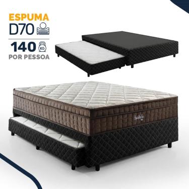 Imagem de Bicama Box com Colchão de Espuma D70 Pillow In Ultra Dream D Angelis + Auxiliar de Espuma D28 Positanno Casal 138cm