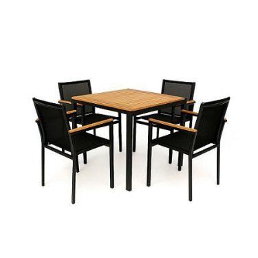 Imagem de Jogo Conjunto De Mesa quadrada Tampo em madeira Área Externa, Piscina,