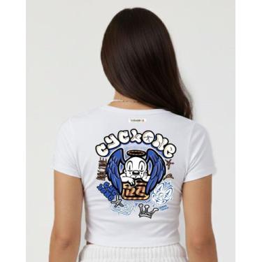Imagem de (LANÇAMENTO) Baby Look Cyclone Cropped Urban Angel Metal, Branco, M