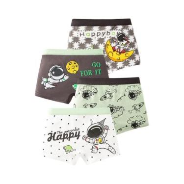 Imagem de Cuecas Boxer Infantis De Algodão Elástico Com Estampa De Astronauta E 
