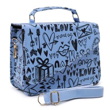 Imagem de Bolsa Feminina Pequena OEM Lolita Clutch em Couro Ecológico 14x17x6 cm Azul Love para Público
