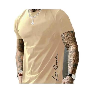Imagem de Camiseta Masculina Slim Fit De Algodão Com Estampa De Letras Los Angel
