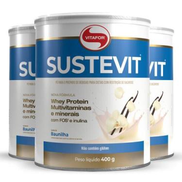 Imagem de Kit 3 Sustevit Whey Protein Vitafor sabor Baunilha 400g
