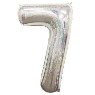 Imagem de Balão Metalizado Número Prata Nacarado - 70cm - Extra Festas, 7
