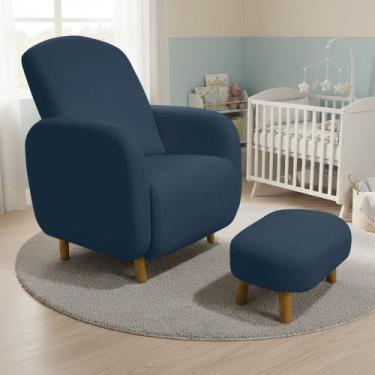 Imagem de Poltrona Amamentação Madeira e Puff Jhessy Suede D03 - D Rossi - DRoss