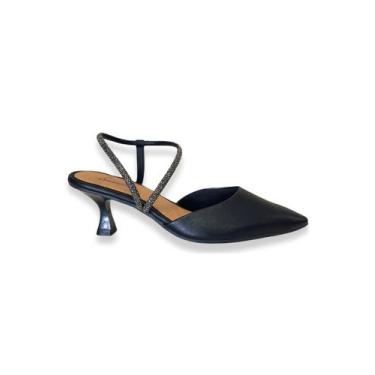Imagem de Slingback Preto Salto Fino De Strass Mississipi, 35