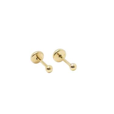 Imagem de Brinco Baby Bolinha 2mm Folheado a Ouro - Vários Tamanhos Disponíveis 