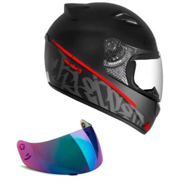 Imagem de Capacete Ebf New Spark Black Edition 3 Preto e Vermelho Mais Viseira C