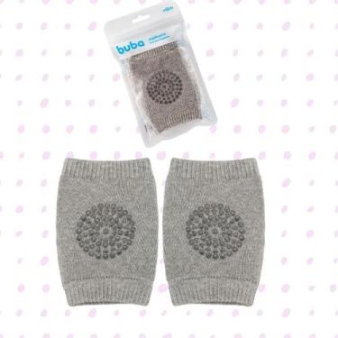 Imagem de Joelheira bebê antiderrapante cinza buba - proteção para engatinhar -