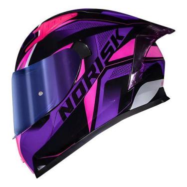 Imagem de Capacete Norisk Flow Pulse Preto Roxo Rosa Spoiler + Viseira Desenho:S