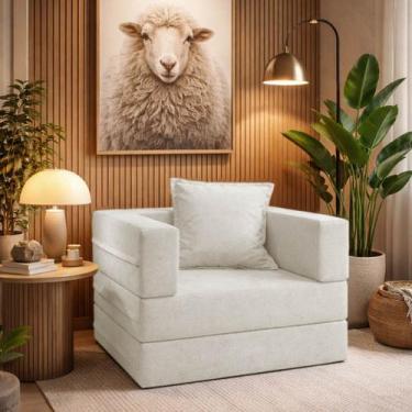 Imagem de Poltrona Cama Modular Mold Boucle Bege - Loja Sheep, Bege