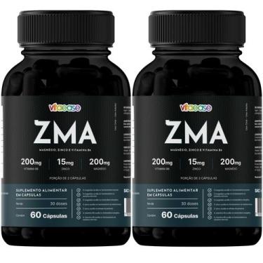 Imagem de ZMA Vitaease  Magnésio Zinco Vitamina B6  60 Cápsulas, 2 Potes