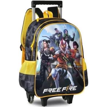 Imagem de Mochila Escolar De Rodinha Free Fire Personagens Com Capuz Meninos Juv