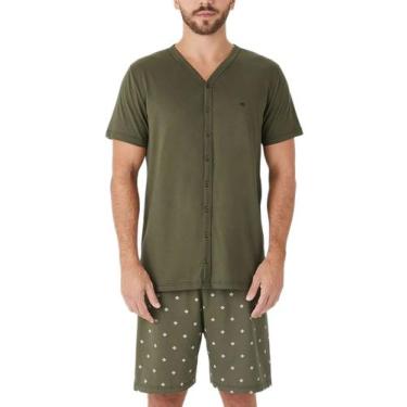 Imagem de Pijama Curto Malwee 1000133222 Masculino Com Botões Meia Malha Algodão