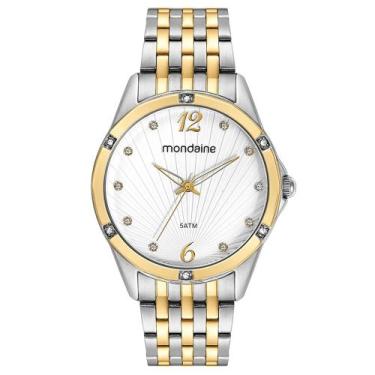 Imagem de Relógio Mondaine Feminino 32481LPMVBE2 Cristais Prata e Dourado