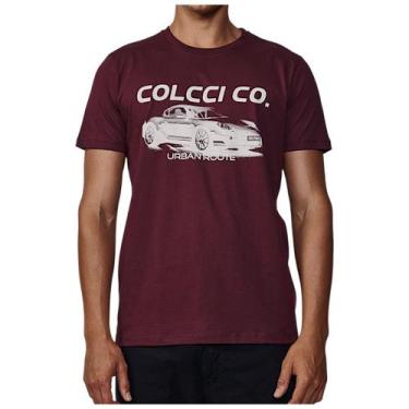 Imagem de Camiseta Masculina Colcci Estampada Slim, Bordo punch, M
