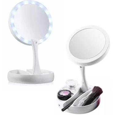Imagem de Espelho Maquiagem Led Dobrável Aumenta 10X 1X Foldaway