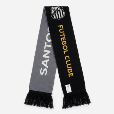 Imagem de Cachecol de L de Inverno Santos FC Unissex Preto e Branco - Senhor Pre