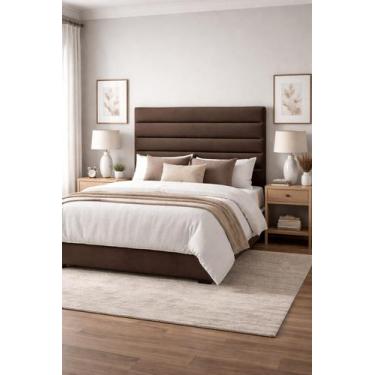 Imagem de Cabeceira Albany Belufan 195cm para Cama Box Casal King Estofada Moder