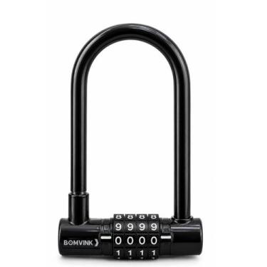 Imagem de Cadeado tranca U senha antifurto bicicleta moto bike 9x14cm Cor:Preto 