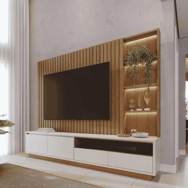 Imagem de Estante para TV Mexico 1 Porta 1 Prateleira MDP 240cm Freijo Off White Matte Casah