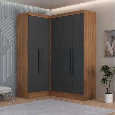Imagem de Quarto Completo 5 Portas 4 Gavetas 3 Peças Viena Espresso Móveis Cinza