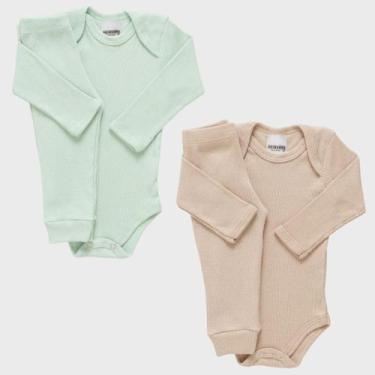 Imagem de Kit 2 Conjuntos Bebê Body + Calça Canelado Enxoval 100% Algodão Matern