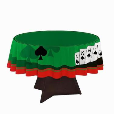 Imagem de Toalha de Mesa Cassino Redonda 1,60 Metros Aveludada Naipes - Teka