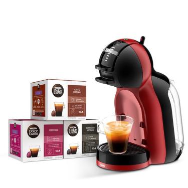 Imagem de Kit Cafeteira de Cápsulas Dolce Gusto Mini Me Vermelha e Preta com 30 Unidades de Café 220V