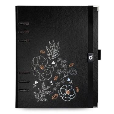 Imagem de Planner Argolado A5 ótima com Caixa Noir Flores - OTIMA EDITORA