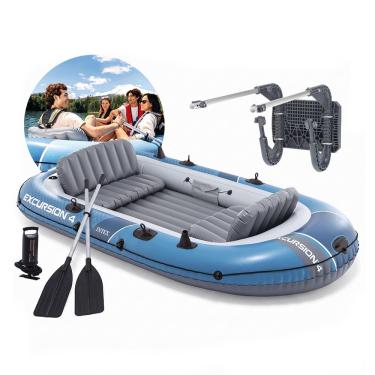 Imagem de Barco Bote Inflável Excursion 4 para Passeios Pesca Lazer Até 4 Pessoas 500kg Suporte para Motor Intex