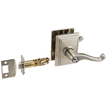 Imagem de Schlage Lock Company F51AFLA619ADD F51A Flair 619 ADD Addison Deco Rose Fechadura de porta de entrada de níquel acetinado