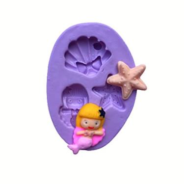 Imagem de Confeitaria dos moldes, F711 MOLDE DE SILICONE SEREIA CONCHA ESTRELA CONFEITARIA ARTESANATO