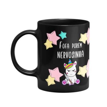 Imagem de Caneca Divertida - Fofa por?m nervosinha Preta