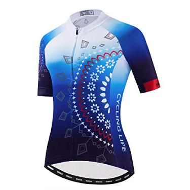 Imagem de JPOJPO Camisa de ciclismo feminina, camisa de ciclismo de secagem rápida, respirável, reflexiva P-2GG, Scf2301, G
