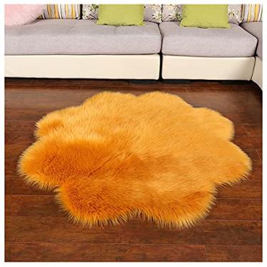 Imagem de GERYUXA CarpetFluffy Tapete de pelúcia decorativo cobertor grande macio gradiente sala de TV, quarto, berçário, almofada de assento infantil (tamanho: 30 cm, cor: dourado camelo)