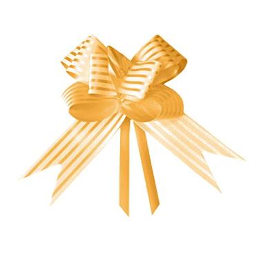 Imagem de 10 Laços Gravata Embalagem Presente Fita 30Mm Listras Ouro