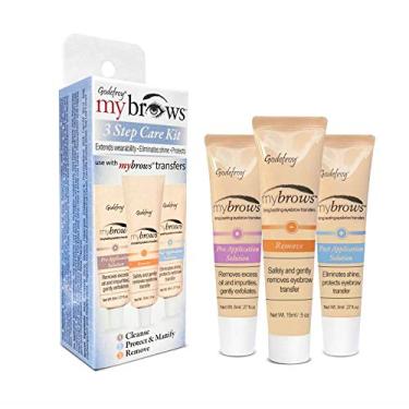 Imagem de Mybrows Kit de cuidados de 3 passos para tatuagens temporárias, transferências de sobrancelha e carimbos de sobrancelha…