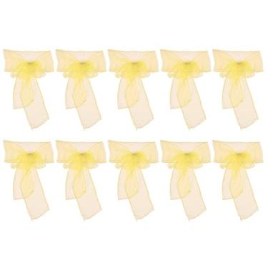 Imagem de faixas de arcos para eventos de recepção de casamento,Decoração de faixa de arco de cadeira, decoração de banquetes, suprimentos de decorações de festa para banquetes(bright yellow)
