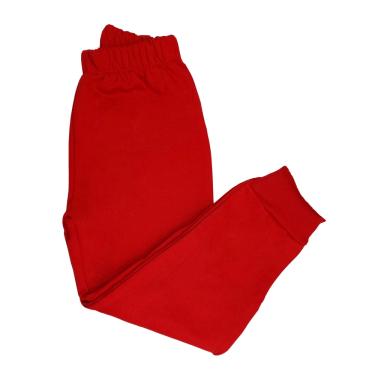Imagem de Calça Moletom Infantil Para Inverno Menino e Menina Baby Deluxe 100% Algodao Flanelada Com Punho Vemelha