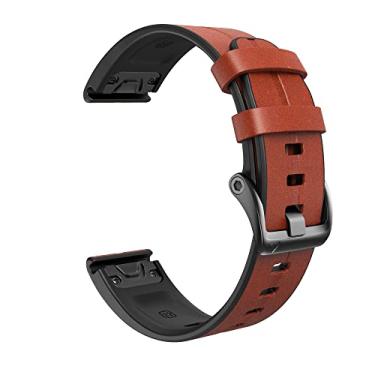 Imagem de GANYUU Pulseira de couro para Garmin Fenix 5/5X/5S Plus 6/6X/6S Pro 945 935 3 HR D2 Pulseira Inteligente 22 26mm Pulseira de Liberação Rápida (Cor: Couro B, Tamanho: 26mm Fenix 5X 5XPlus)