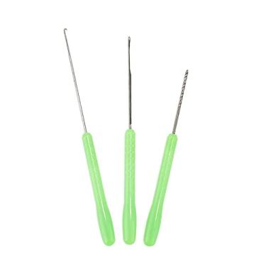 Imagem de Anzóis de pesca 3 PCs Green Aço inoxidável de aço com isca de agulha de agulha de carpa agulhas de pesca com manuseio de plástico Kit de atração de pesca Acessórios de pesca