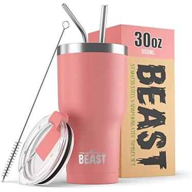 Imagem de Copo Beast 850.5 g de aço inoxidável isolado a vácuo copo de café e gelo garrafa de viagem de parede dupla (rosa flor)