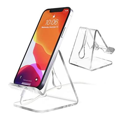 Imagem de Suporte/suporte de acrílico para celular, transparente, compatível com a série iPhone de 4 a 10 polegadas, smartphone Android, material de escritório/acessórios de mesa