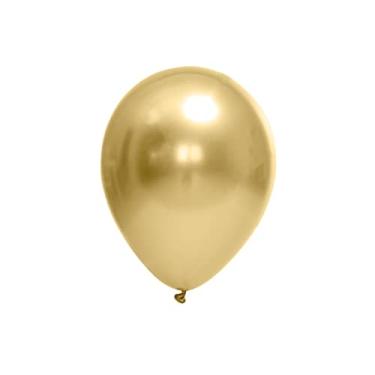 Imagem de Balão Bexiga Metalizado Chrome Dourado Ouro Redondo Festball 9 Polegadas 25 Unidades