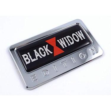 Imagem de Emblema cromado da Black Widow Edition com decalque redomado para carro bicicleta emblema motocicleta