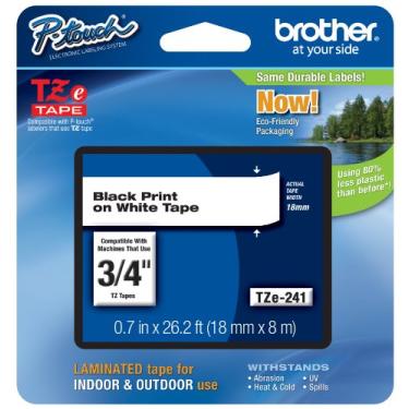 Imagem de Fita genuína Brother 3/4" (18 mm) preta sobre branca TZe P-touch para rotulador Brother PT-520, PT520