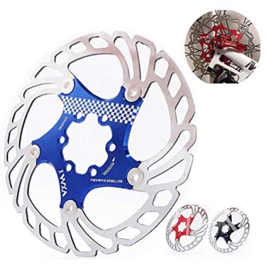 Imagem de Yajun Rotores de disco de freio de bicicleta 140/160/180/203mm pastilhas de freio de bicicleta MTB disco flutuante de resfriamento acessórios MTB, azul, 180MM