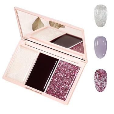 Imagem de Yajun Esmalte de unhas sólido de 3 cores, conjunto de paleta de sombra de olhos, primavera, verão, kit de manicure de beleza, pintura de unhas altamente pintada, 30 g, F, 10,7 * 6,3 cm